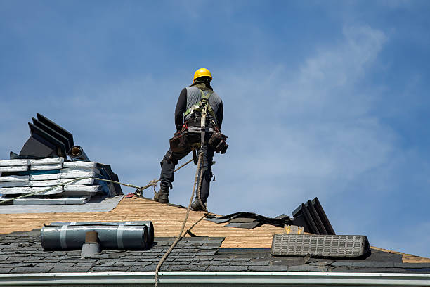 Professional Gutter Installation technician working in Almelund, MN